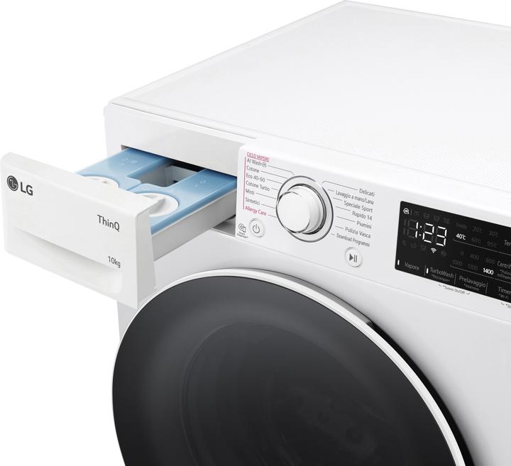 Produktbild LG F4R3710NSWW Waschmaschine 10 kg AI DD, Klasse A-10%, 1400 U/min, automatische Dosierung, Wi-Fi (10 kg, Links)