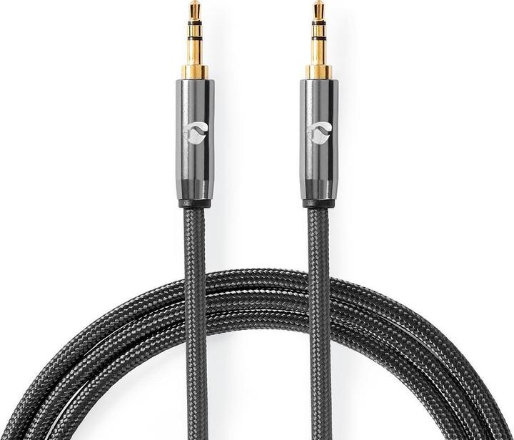 JTI Stereo-Audiokabel | 3,5 mm Stecker | 3,5 mm Stecker | Vergoldet | 2,00 m | Rund | Grau / Grau mit Me (2 m)