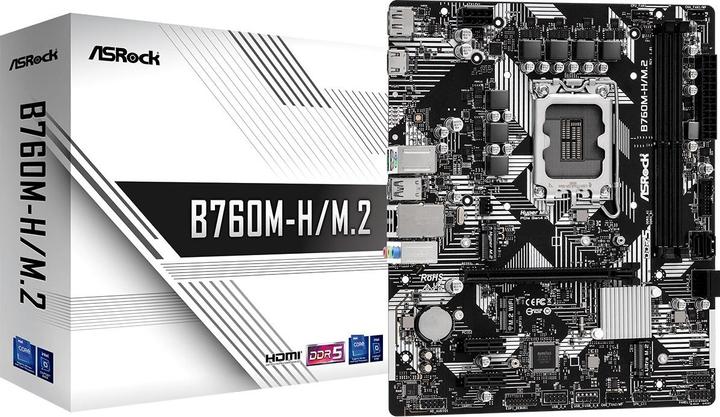 Image du produit AsRock B760M-H/M.2 mATX 2xDDR5 (LGA 1700, Intel B760, mATX)