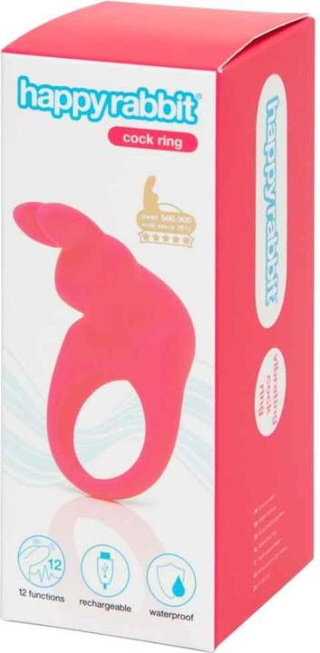 Actual product image Happy Rabbit Rechargeable Vibrating Rabbit Cock Ring Pink (3 cm)