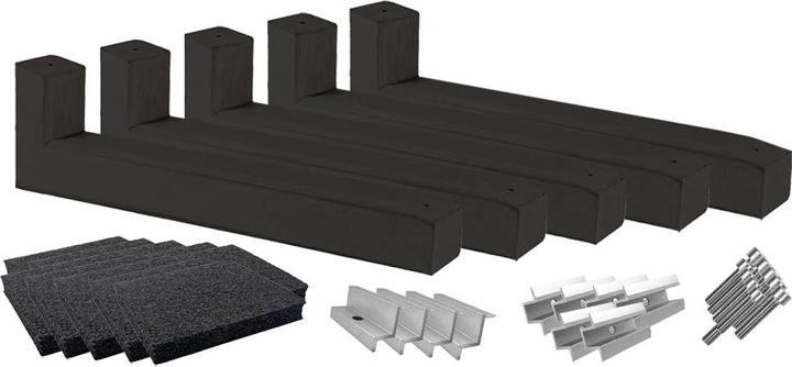 Wattstone Tetto piano con elevazione fotovoltaica per 4 moduli solari Base in cemento a 10° Tappetino nero di (Materiale di montaggio del sistema solare)