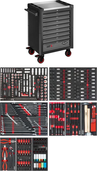 Image du produit Vigor Servante d'atelier séries L ∙ avec assortiment ∙ V1901-X/376 ∙ 723 mm x 459 mm x 1002 mm ∙ No… (376 x)