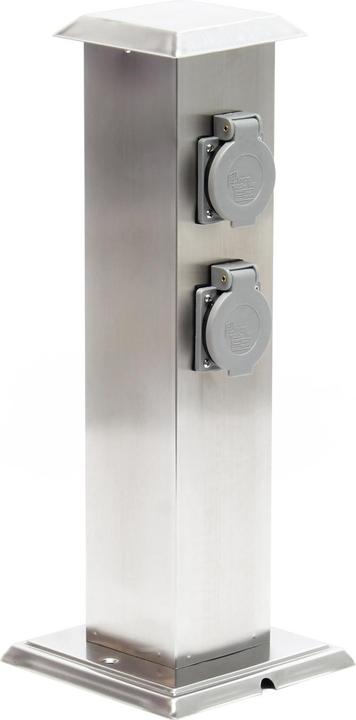 Actual product image Wiltec Outdoor Multi-socket Socket Strip 4 Sockets Stainless Steel Housing IP44 without Cable