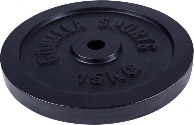 Produktbild Gorilla Sports Hantelscheibe Guss Schwarz 1,25-15 KG (1 x 15 kg)