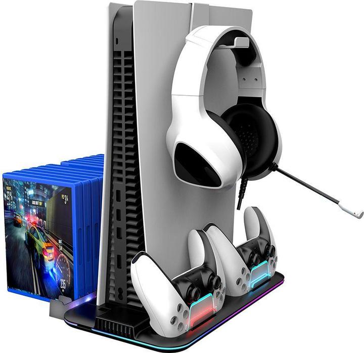 Actual product image Canyon CS-51 - multifiuctional stand for PS5 Slim - with cooling - charging 2 x gamepad - black (PS5)