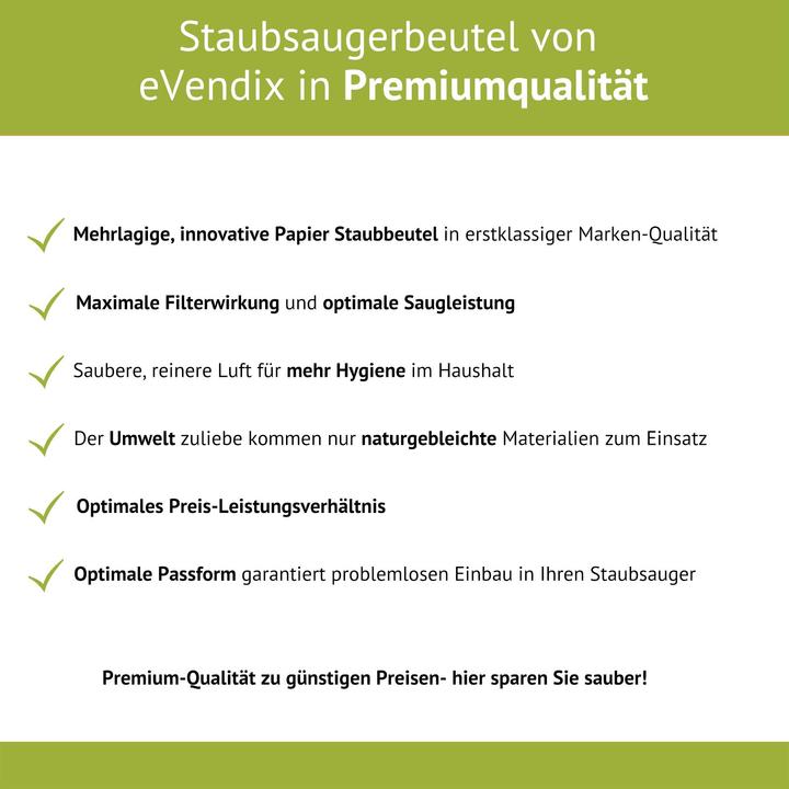 Produktbild eVendix 20 Staubsaugerbeutel kompatibel mit Bosch BHS4N2, 20 Staubbeutel + 4 Mikro-Filter ähnlich Original S (20 x)