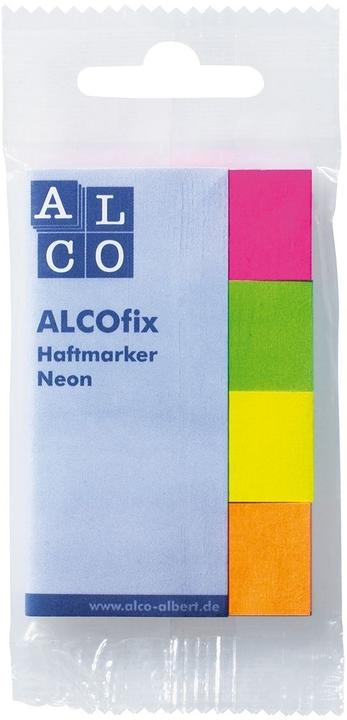 Alco Haftmarker Alcofix 6831, aus Papier, 20 x 50mm, je 50x pink, grün, gelb und orange