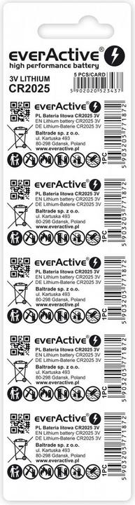 Produktbild Everactive Lithiumbatterie mini CR2025 - Blisterverpackung 5 Stk. (5 Stk., CR2025, 150 mAh)