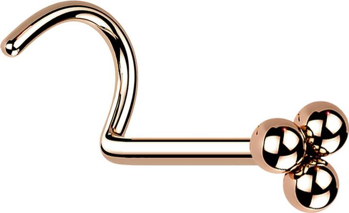Produktbild Star Piercing Nasenstecker gebogen rosegold drei Kugeln (Chirurgenstahl 316L, ohne Messing)
