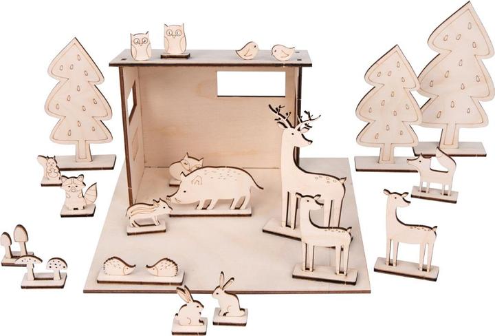 Image du produit Rayher Kit de construction en bois, animaux de la forêt, 45 pcs.