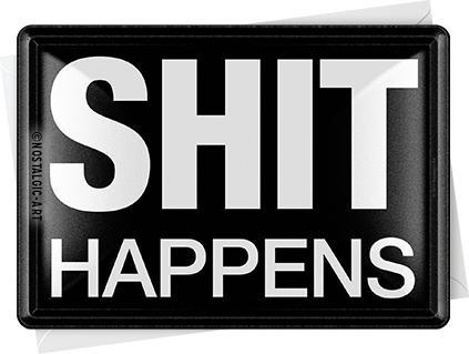 Produktbild Nostalgic-Art Merchandising Blechpostkarten. Achtung / Shit Happens (1 Stk.)