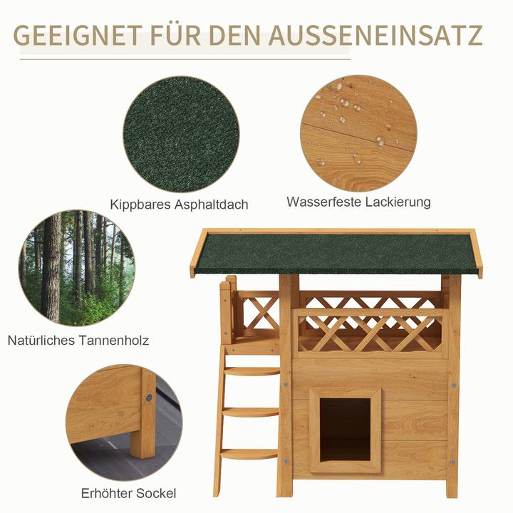 Actual product image PawHut Cat house with stairs and roof (Cat)