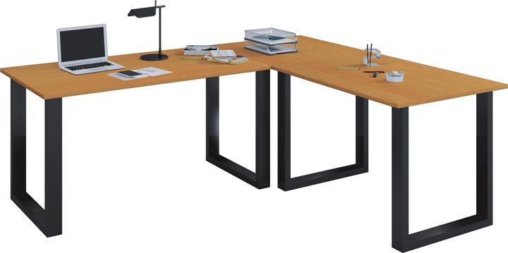 Actual product image VCM Office furniture corner desk Lona depth 50 cm U Alu Black (190 x 190 x 50 cm)