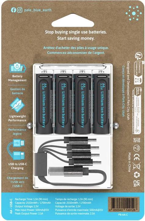 Image du produit Pale Blue AA USB-C (4 pcs, AA, 1700 mAh)