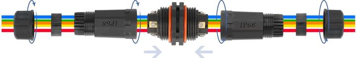 Produktbild Delock Kabelverbinder für Aussenbereich 5 Pin, IP68 wasserdicht, schraubbar, Kabeldurchmesser 4,5