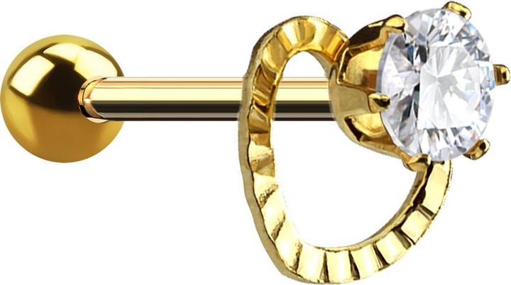 Actual product image Star Piercing Micro Barbell vergoldet Kristall mit Herz (Surgical steel 316L, Brass)