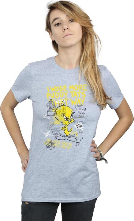 Actual product image Looney Tunes Womens/Ladies Tweety Pie More Puddy Tats Cotton Boyfriend T-Shirt (S)