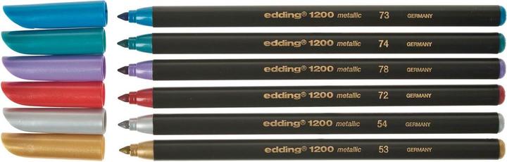 Actual product image Edding Fibre pen 1200 Set of 6 (Silver, Violet, Green, Gold, Blue, Red, 6 x)