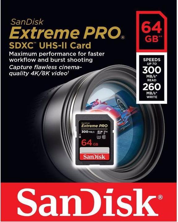 Produktbild SanDisk Extreme Pro (64 GB, SDXC, U3, UHS-II)