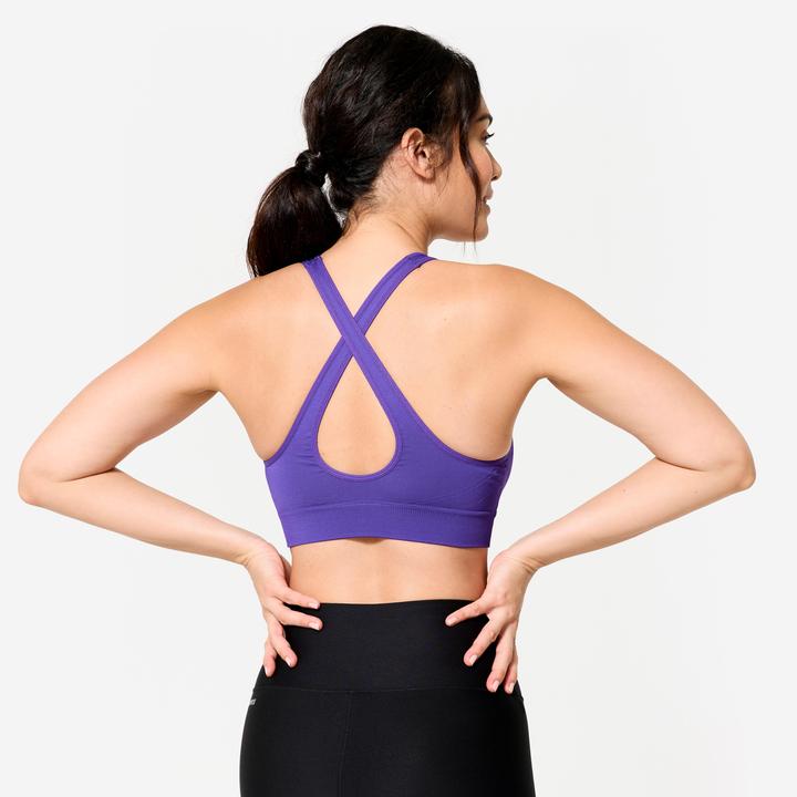 Produktbild Decathlon Sport-Bustier Damen gekreuzte Träger leichter Halt - violett (XL)