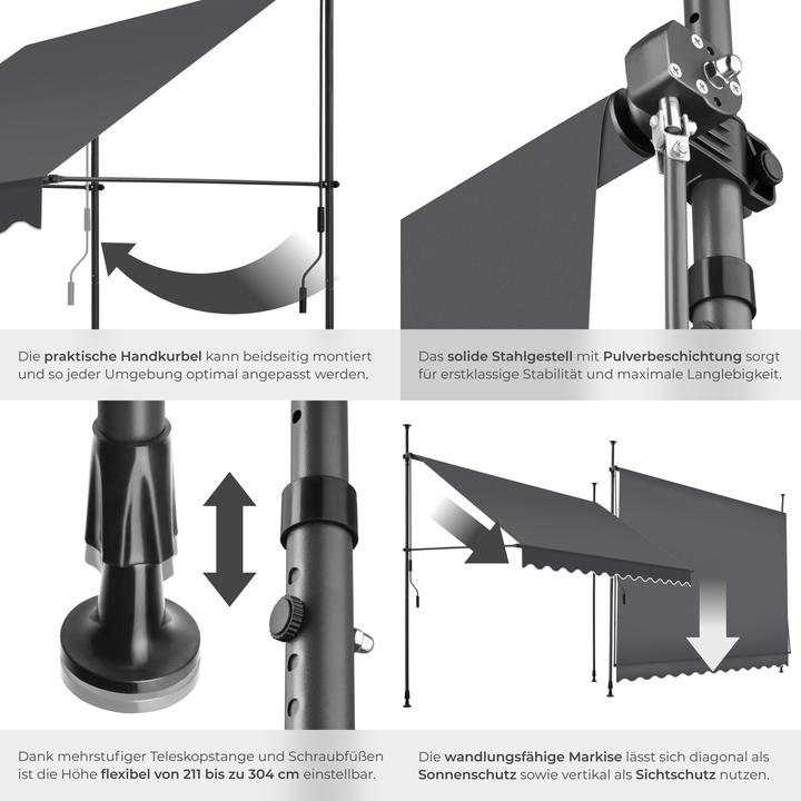 Produktbild tectake Klemmmarkise (3 m)