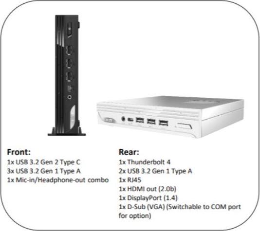 Actual product image MSI PC Desktop PRO DP10 12M-096IT Processor (Intel Core i5-1235U, 8 GB, 512 GB, Intel UHD Graphics)