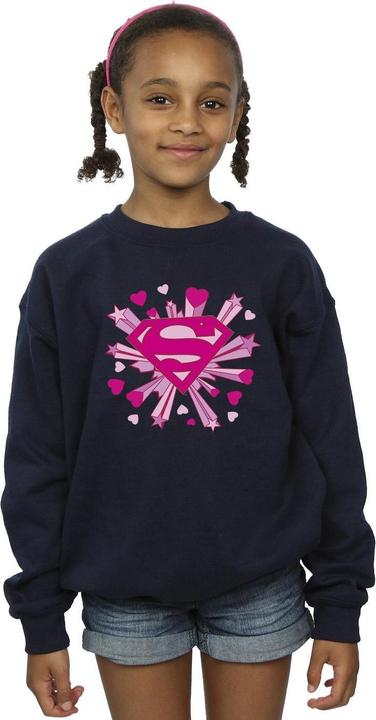 Image du produit - Sweat SUPERMAN PINK HEARTS AND STARS LOGO - Fille (152, 158)