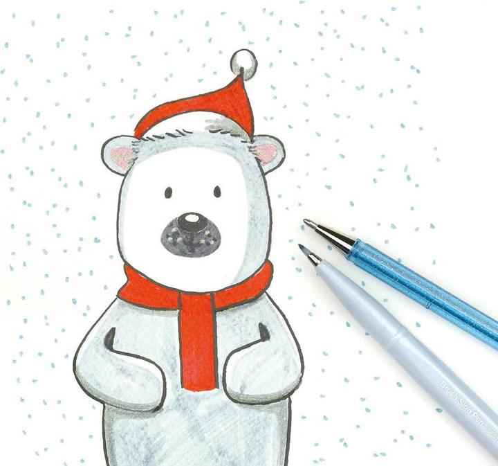 Actual product image Pentel Brush Pen Sign Pen Brush (Snow, Grey, 1 x)