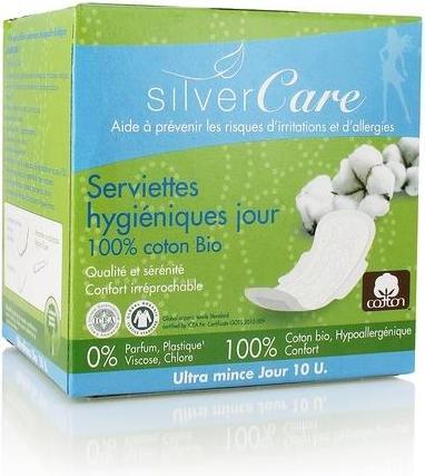Produktbild Silver Care Ultradünne BIO-Tagesbinden mit Flügeln für leichte bis mittlere Blutungen - 10 Stück - Silvercare (10 x, Damenbinden)