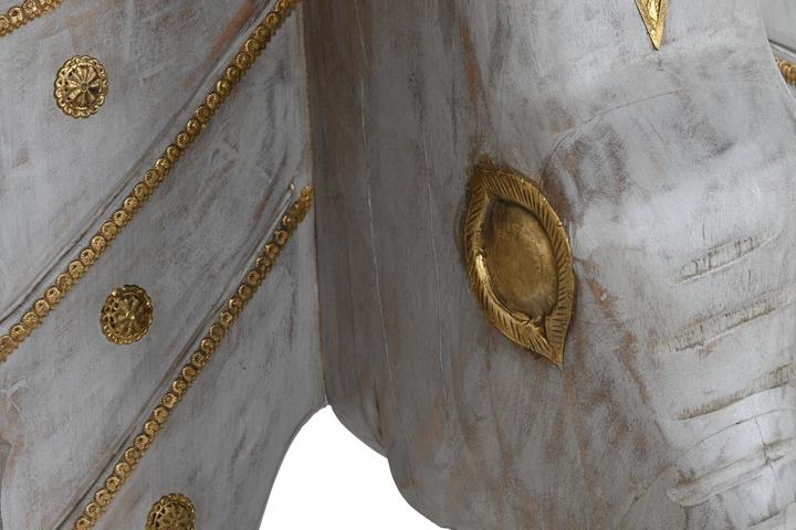 Produktbild DKD Home Decor Console Elephant White Grey Golden Brass Mango wood 80 x 30 x 96 cm