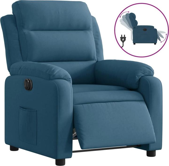Actual product image VidaXL Electric recliner armchair Adjustable TV armchair Blue velvet