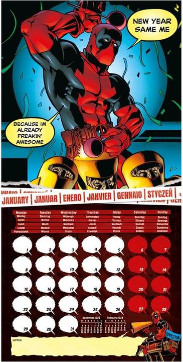 Immagine prodotto Pyramid Calendario Marvel 2024 Deadpool (30 x 30 cm, Inglese)