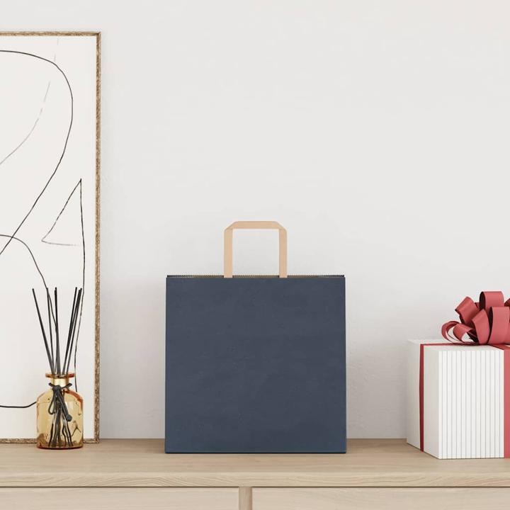 Immagine prodotto VidaXL Sacchetti di carta kraft 250 pezzi con manico Blu 26x17x25 cm Sacchetto di carta (Borsa da regalo, 250 x)