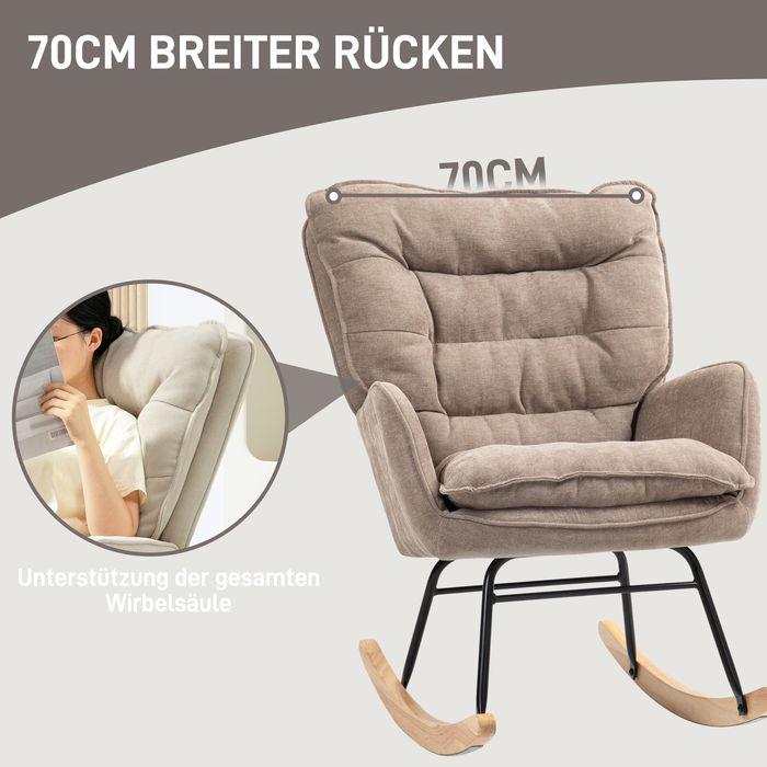 Image du produit Swisshandel24 Schaukelstuhl Armlehnsessel mit Chenilleoptik für Schlafzimmer, bis 12kg, braun