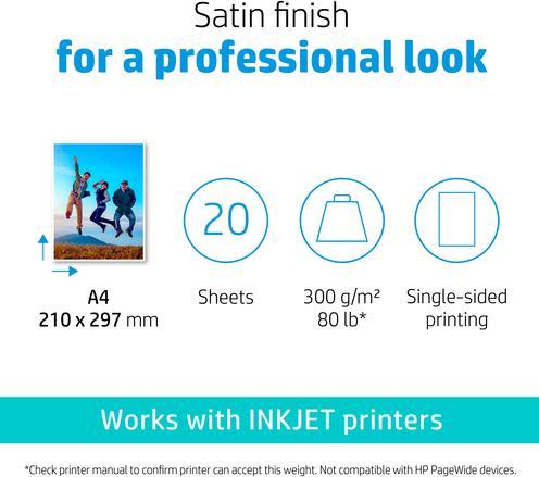 Image du produit HP CR673A Papier photo semi-brillant (300 g/m², A4, 20 x)