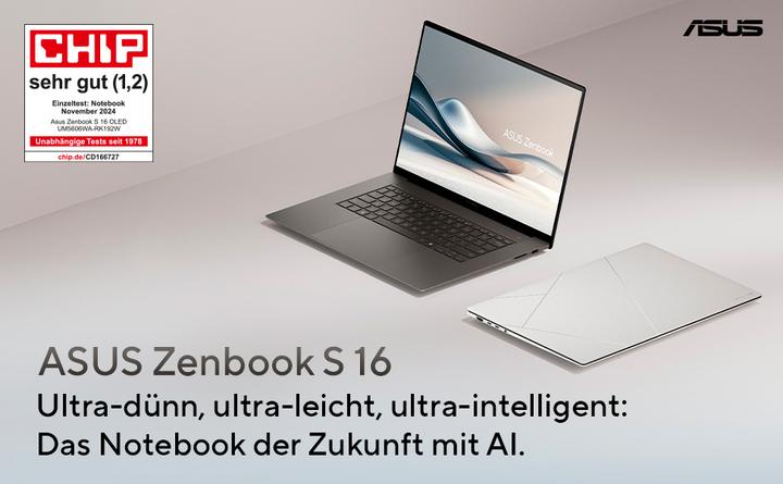 Produktbild ASUS Zenbook S 16 (16", AMD Ryzen AI 9 365, 24 GB, 1000 GB, DE)