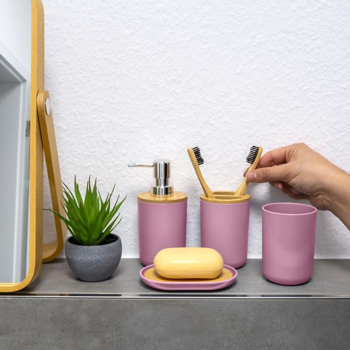 Image du produit Intirilife Badezimmer Zubehör Set inkl. Zahnputzbecher Seifenschale Seifenspender Toilettenbürste