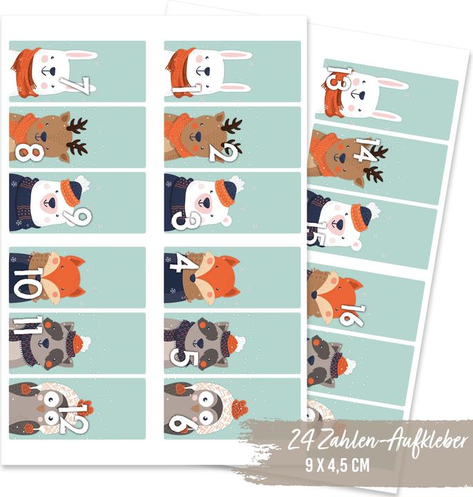 Image du produit Papierdrachen 24 autocollants de chiffres pour le calendrier de l'Avent, design n° 61