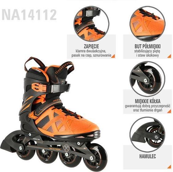Actual product image Nils NA14112 Black-Orange SIZE 42 IN-LINE SKATES EXTREME (42)
