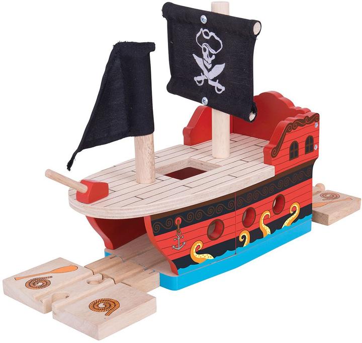 Actual product image Bigjigs Wooden rail pirate ship