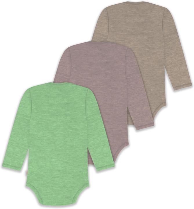Actual product image Normani 3-pack baby merino bodysuit long sleeve "Auckland" - 9383 (86)