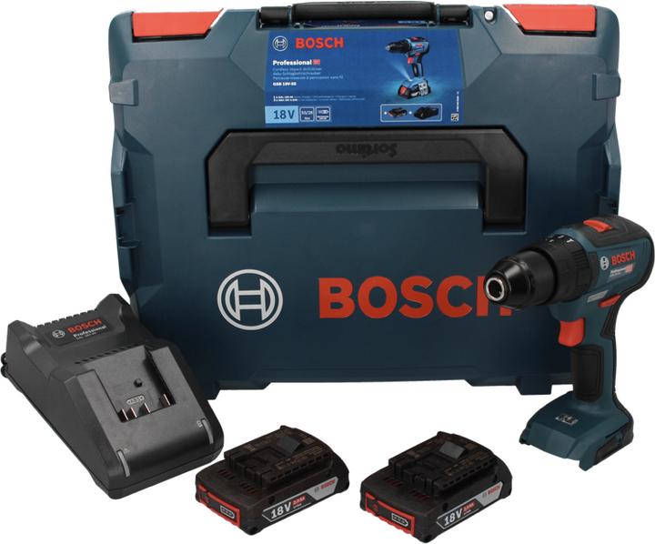 Actual product image Bosch Professional GSR 18V-55 cordless drill/driver (2x2.0Ah GAL 18V-40 L) (Rechargeable battery operated)