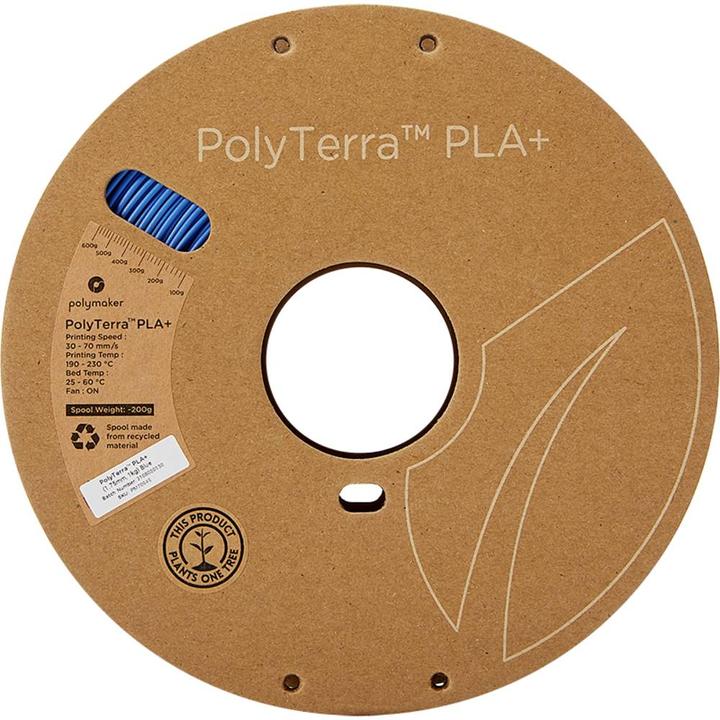 Produktbild Polymaker Polyterra Pla Plus Karton-Spule, Blau, 1 kg, 1.75mm (PLA+, 1.75 mm, 1000 g, Blau)