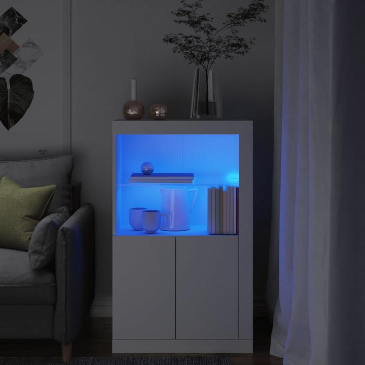 Produktbild VidaXL Beistellschrank mit LED-Leuchten Weiss (60.5 x 37 x 100 cm)