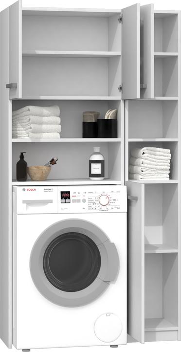 Topeshop ZESTAW MARPOL BIEL Aufbewahrungsschrank für Badezimmer Weiss