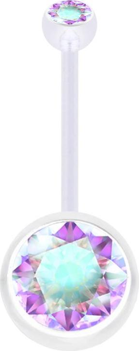 Produktbild Star Piercing Banane Schwangerschaft transparent mit zwei Kugeln Kristall gross multicolor (Bioflex, ohne Messing)