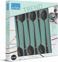 Immagine prodotto Amefa Set di cucchiai per long drink / latte macchiato 6 pezzi PVD nero 1410 Austin (6 Pezzo/i, Forcone)