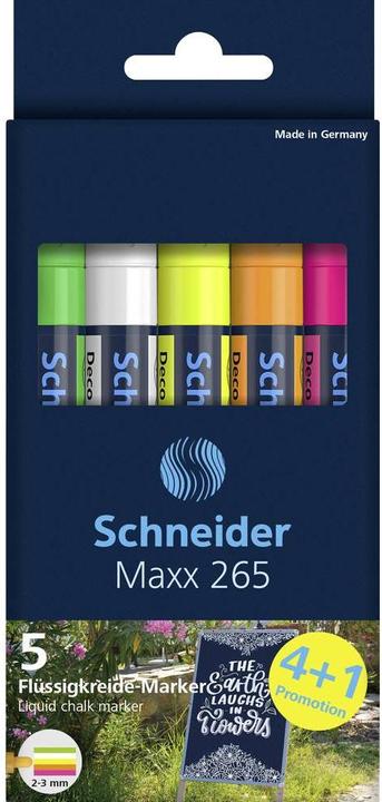 Produktbild Schneider Maxx 265 Kreidestift (2-3 mm Strichstärke, feucht abwischbar, wasserbasiert, geruchsneutra (tiefblau-sortiert, 3 mm, 5 x)