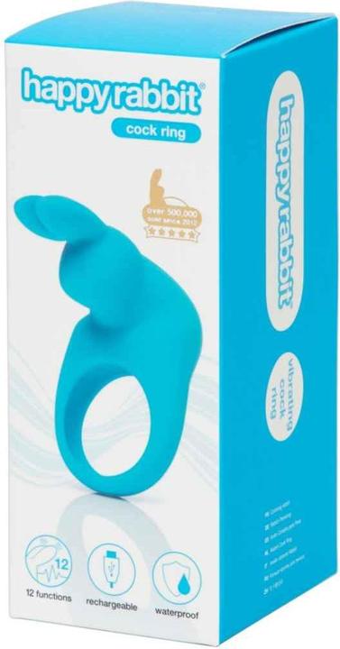 Actual product image Happy Rabbit Rechargeable Vibrating Rabbit Cock Ring Blue (3 cm)