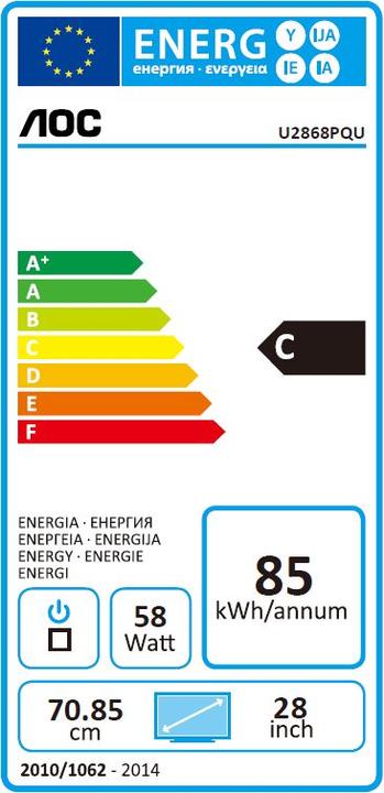 Energy Label AOC u2868Pqu (3840 x 2160 Pixels, 27.91")
